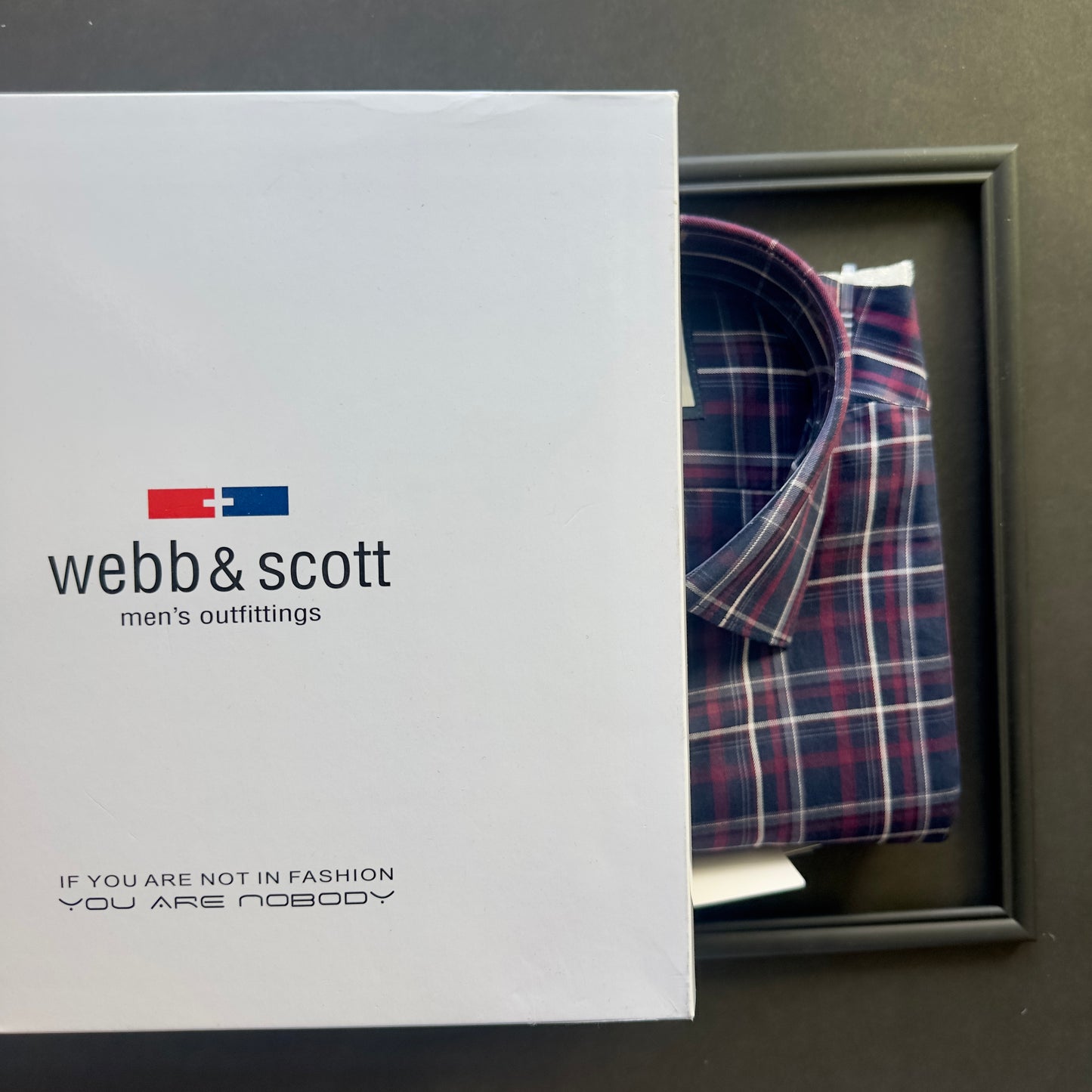 Webb & Scott Men’s Cotton Plaid Shirt – Burgundy & Blue