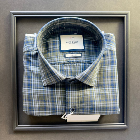 Webb & Scott Signature Plaid Shirt – Olive Blue Edition