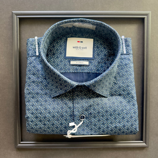 Webb & Scott Signature Geometric Design Shirt – Navy Edition